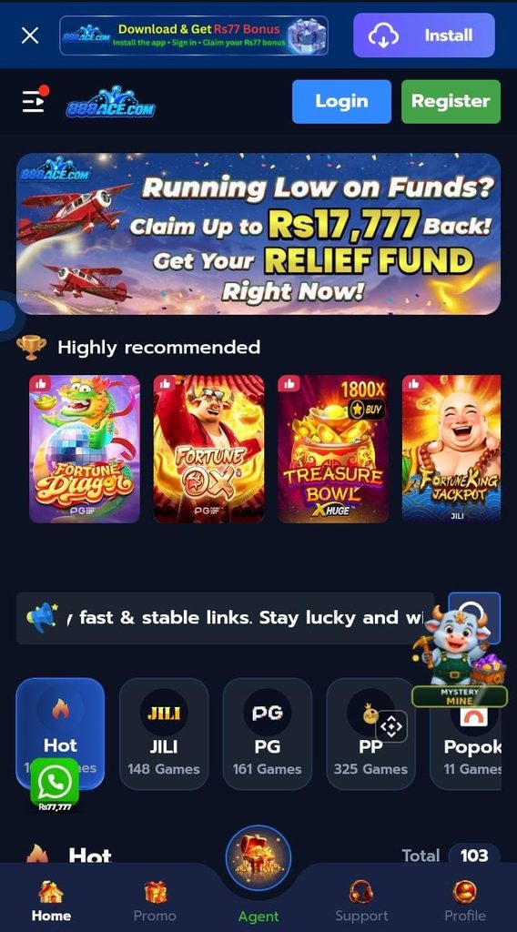 888ACE Game APK Interface Page