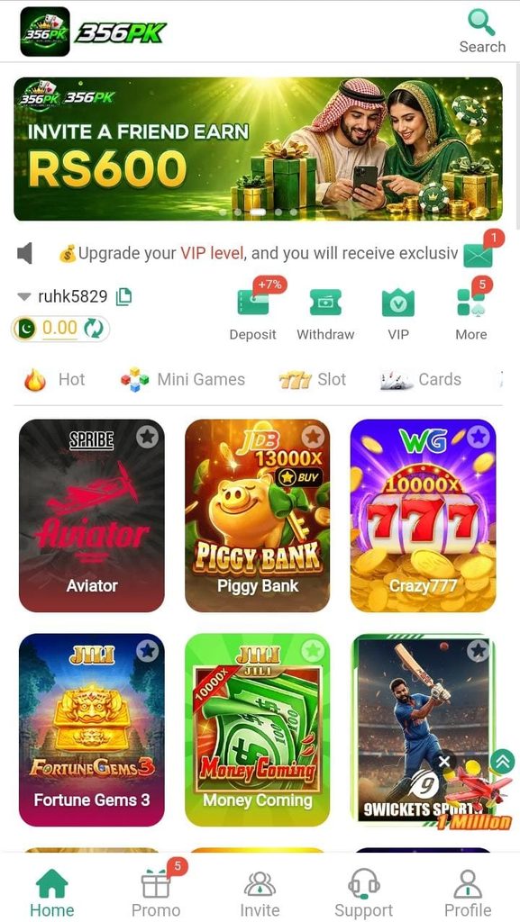 356PK Game APK Latest Interface Page