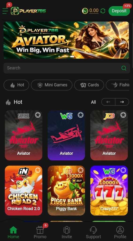 PLAYER786 Game APK Interface Page